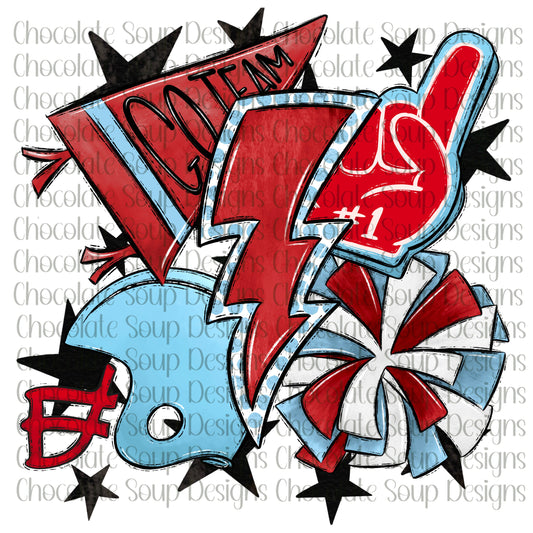 Football Collage-Red Columbia Blue