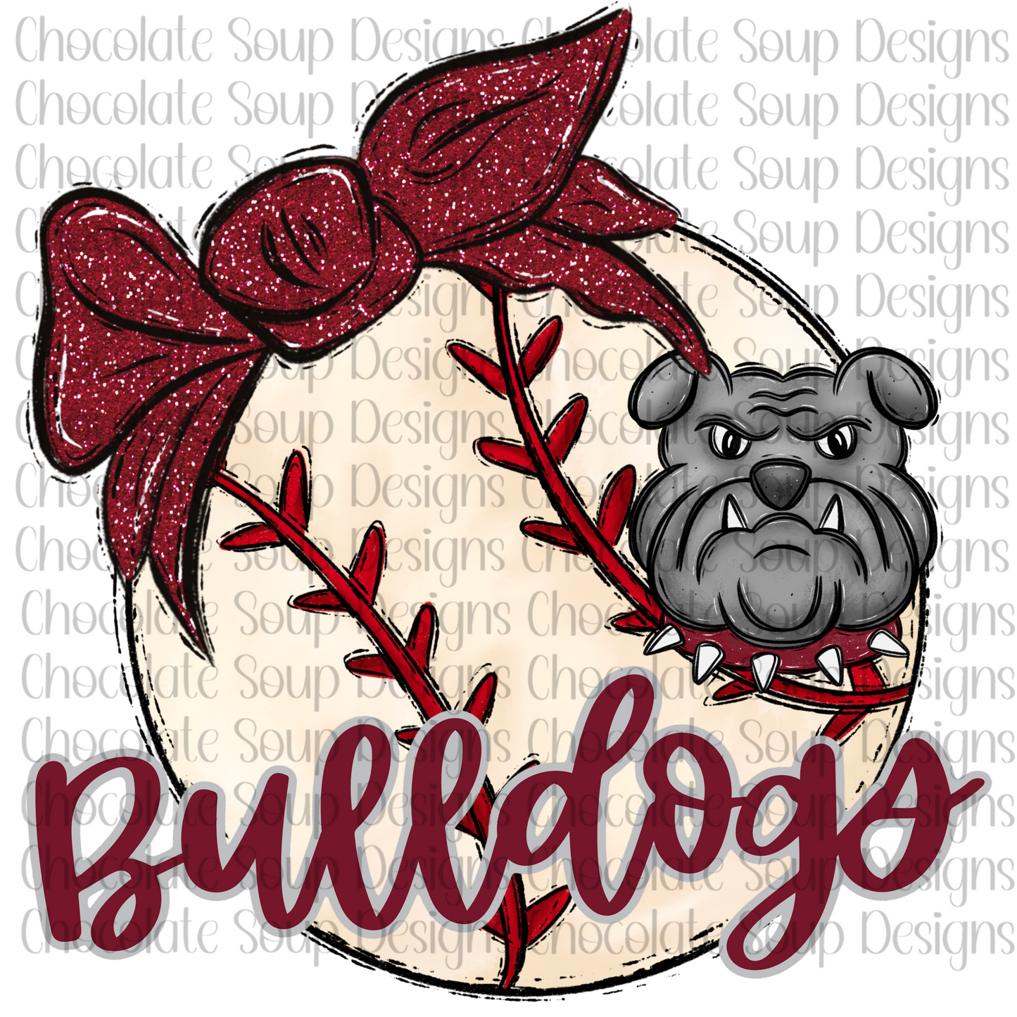 Bulldogs Baseball Maroon Bow