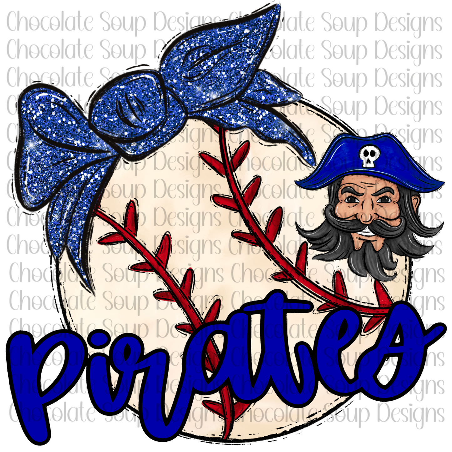 Pirates Baseball Blue Bow