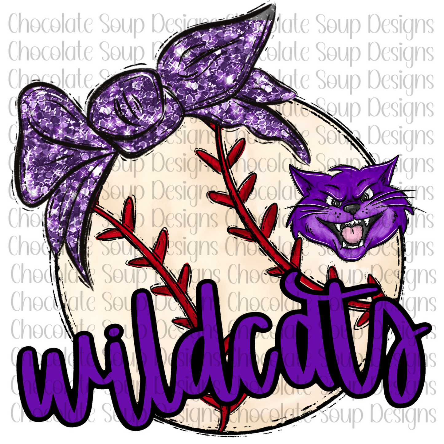 Wildcats Baseball Purple Bow