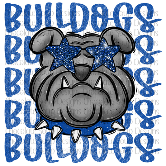 Preppy Bulldogs Mascot Blue Grey