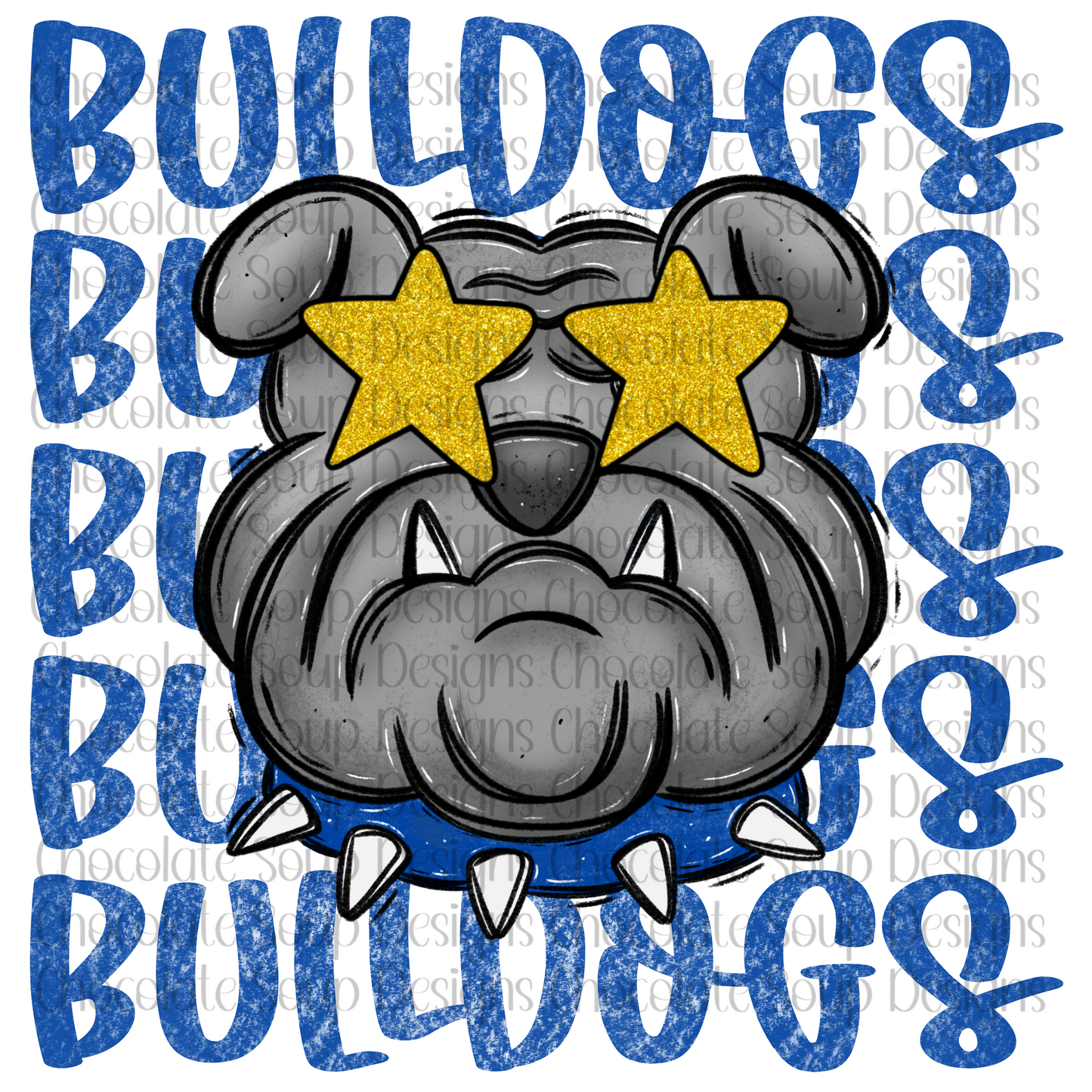 Preppy Bulldogs Mascot Blue Gold