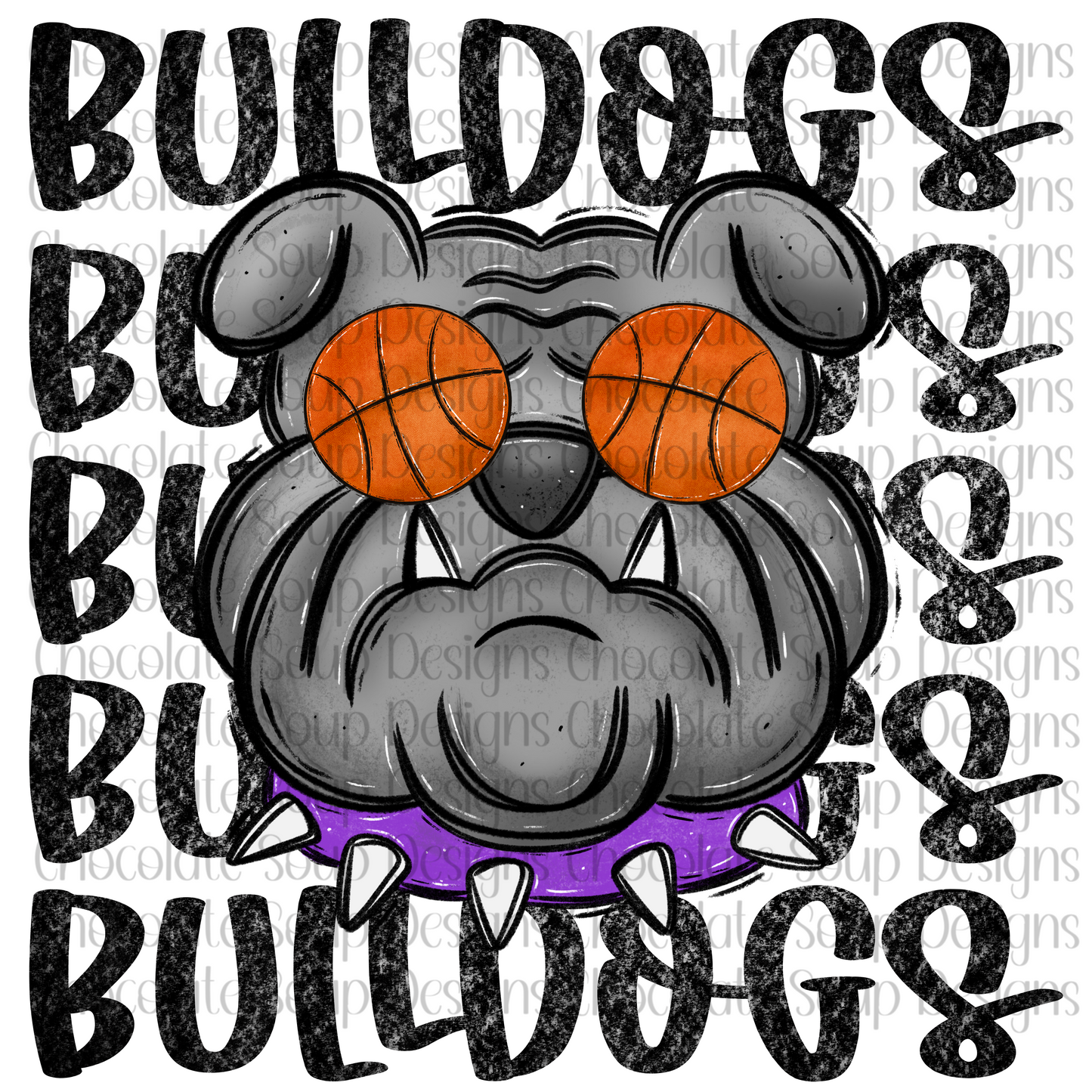 Preppy Bulldogs Basketball Eyes-Purple