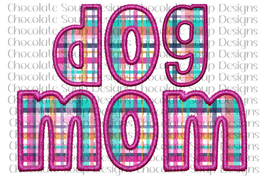 Dog Mom Faux Embroidery Pink