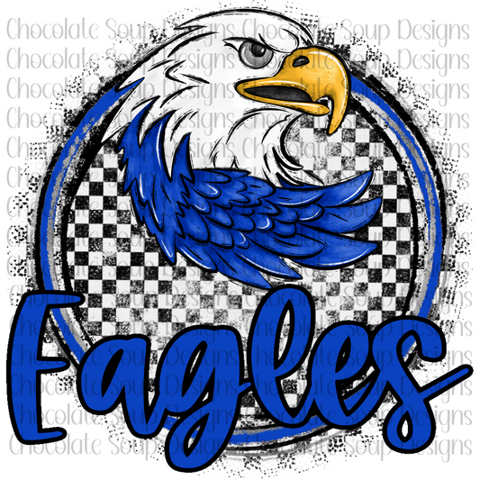 Mascots Checkered Eagles-Blue