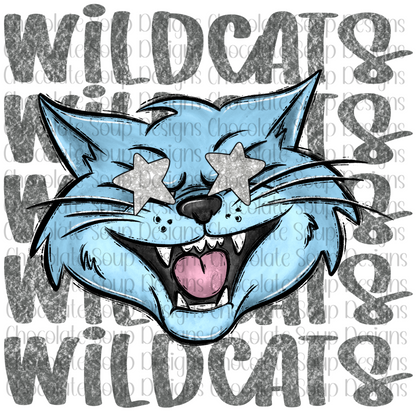 Preppy Mascot Wildcats Columbia Blue and Grey