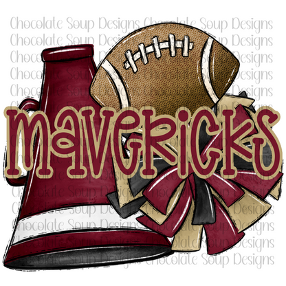 Cheer Football Collage Mavericks Maroon Antique Gold