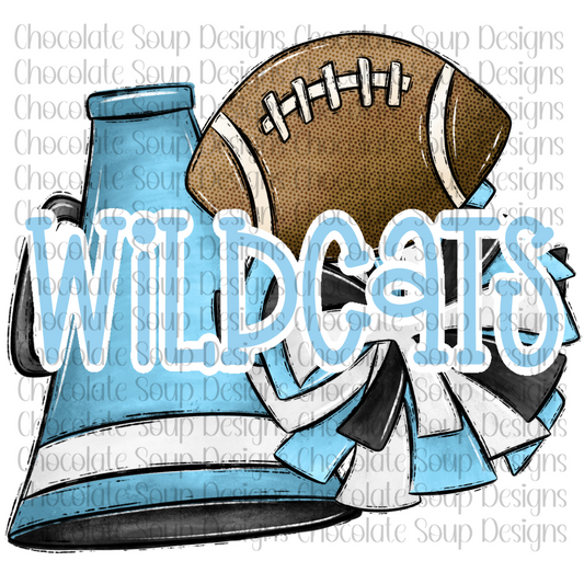 Cheer Football Collage Wildcats Columbia Blue White