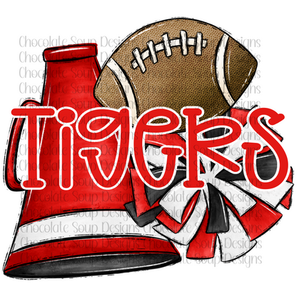 Cheer Football Tigers Red White