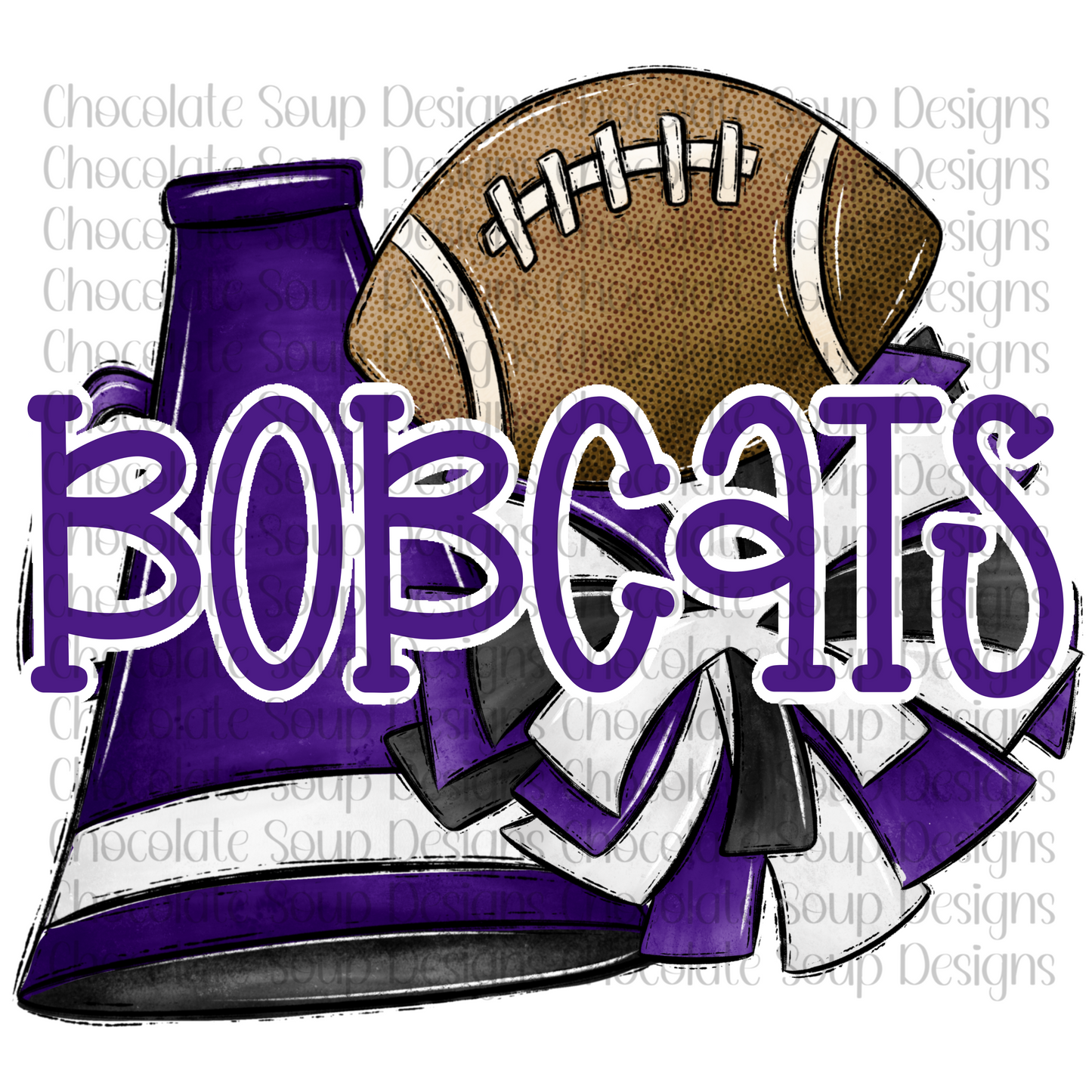 Cheer Football Bobcats Purple White