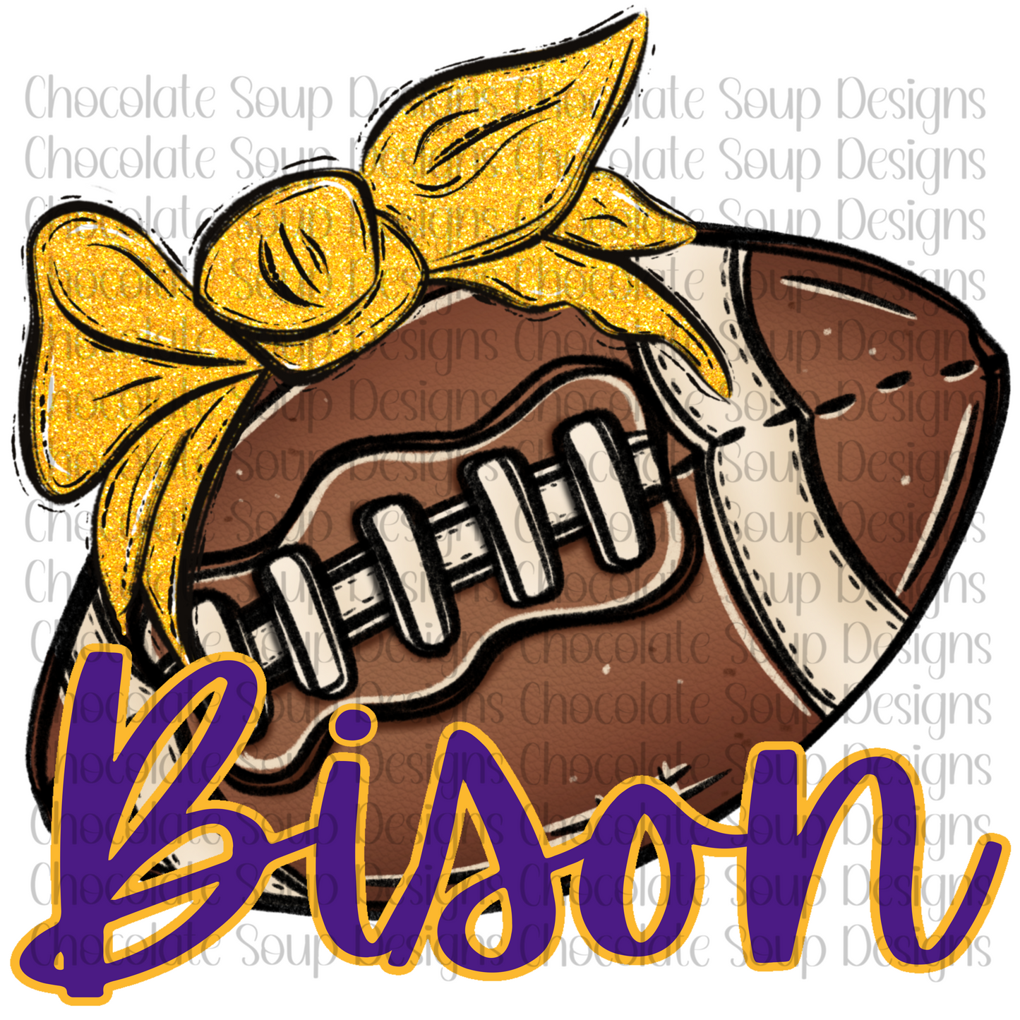 Lion and Bison Mascot Football Glitter Bow