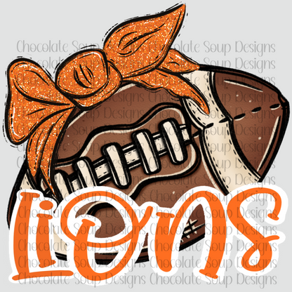 Lion and Bison Mascot Football Glitter Bow