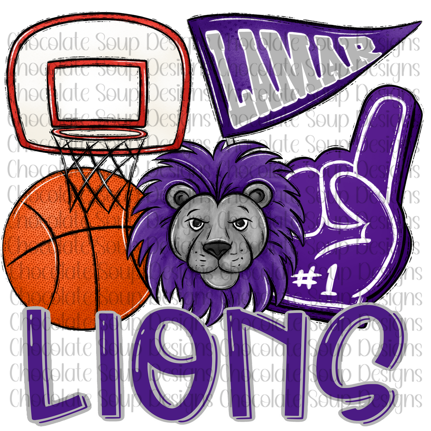 Football Mascot Lamar Lions Purple