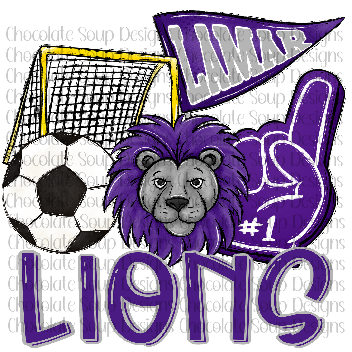 Football Mascot Lamar Lions Purple