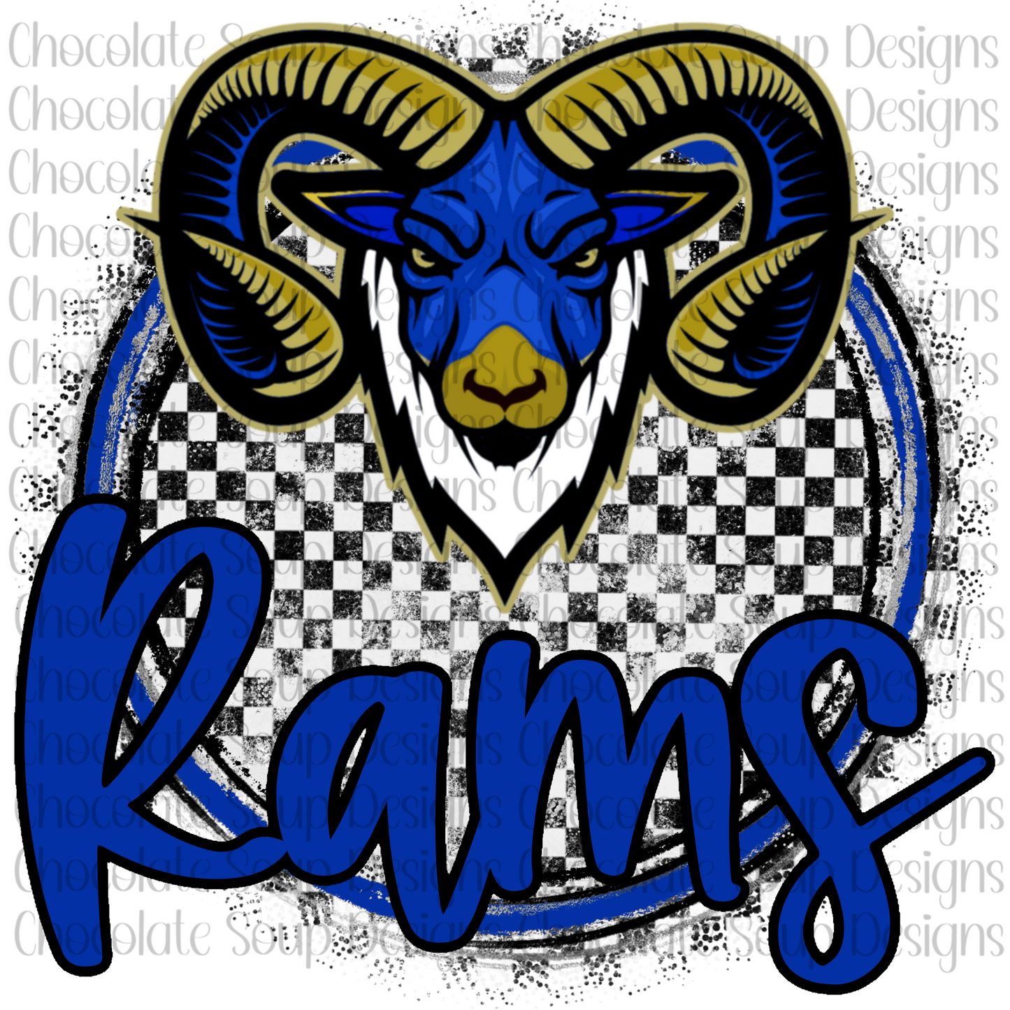 Rams Mascot Blue Gold