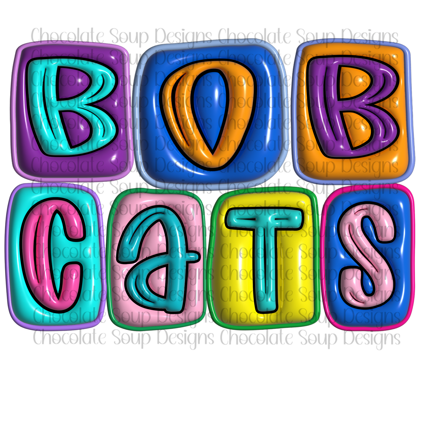 3D Bubble Mascot Bobcats PNG