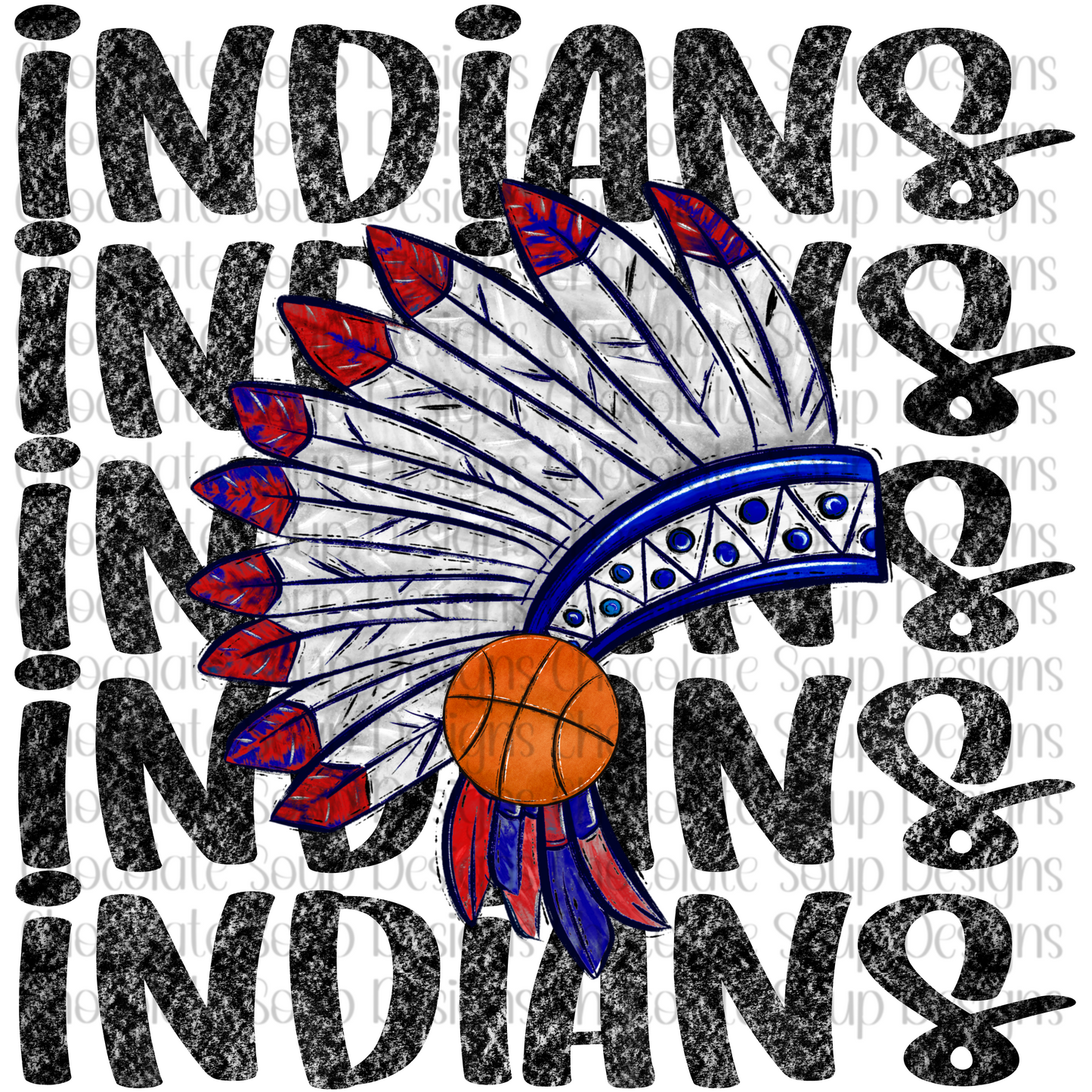 Preppy Indians Basketball Eyes-Red Blue