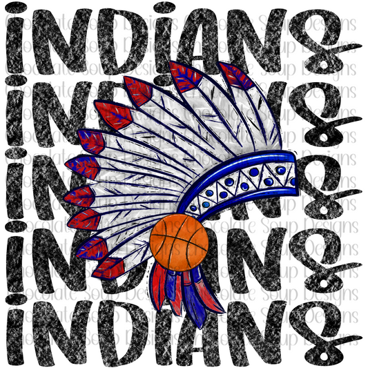 Preppy Indians Basketball Eyes-Red Blue