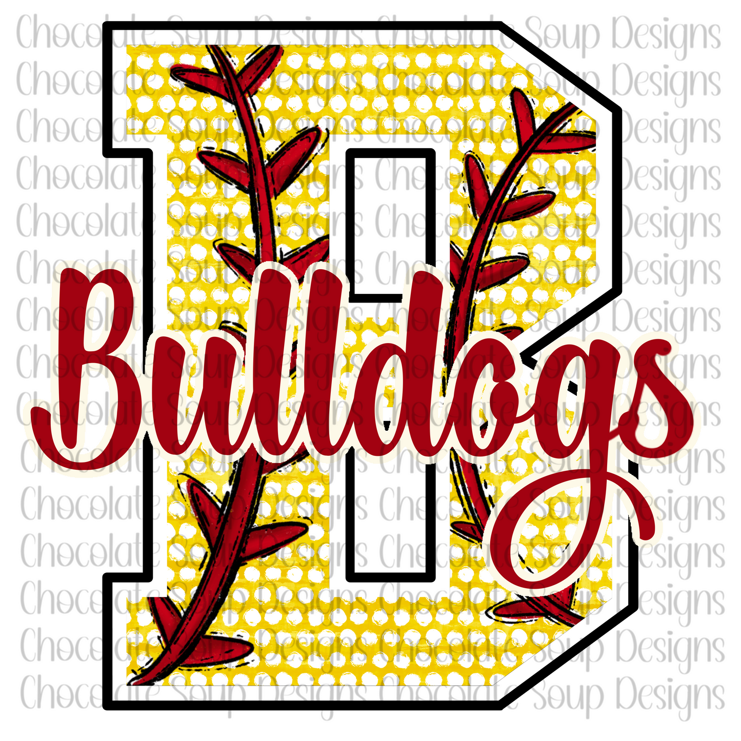 Bulldogs Softball Varsity Letter Team Name-Red