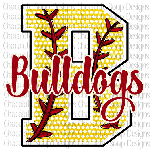 Bulldogs Softball Varsity Letter Team Name-Red