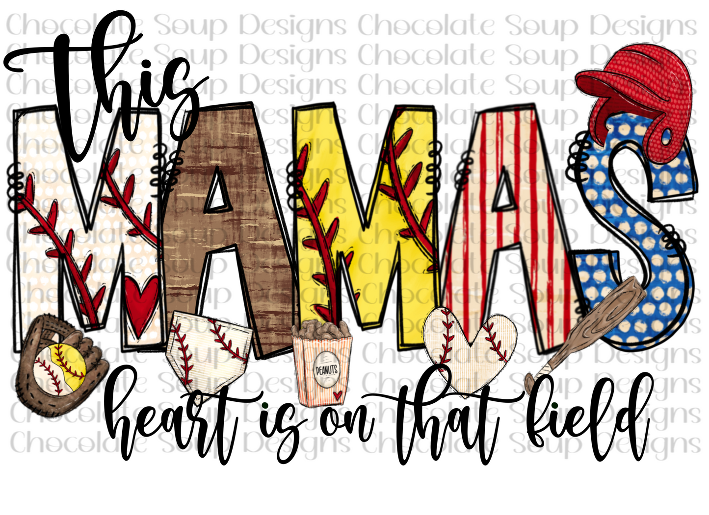 This Mama's Heart is on the Field-Baseball/Softball with Sleeve Balls