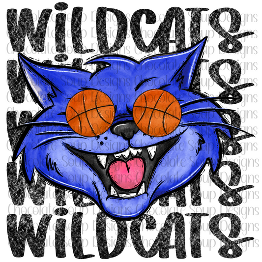 Preppy Wildcates Basketball Eyes-Blue