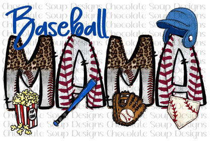 Baseball Mama Leopard Blue