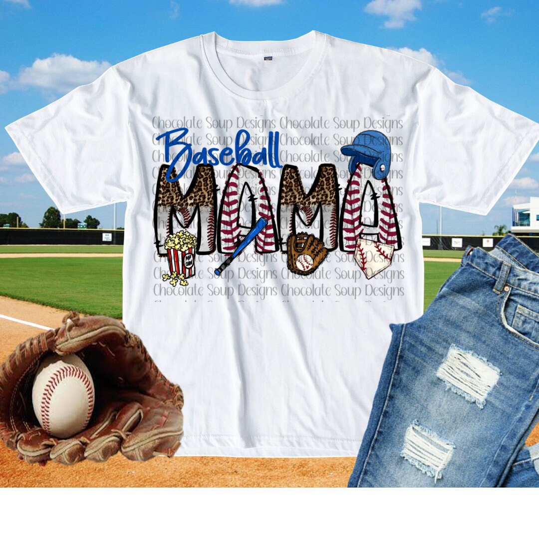 Baseball Mama Leopard Blue