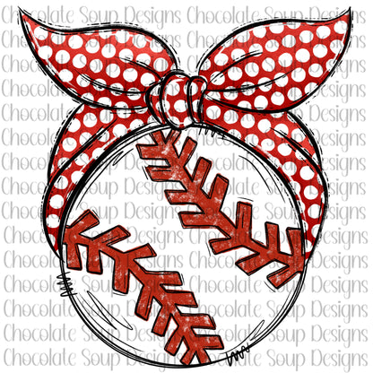 Baseball Bow Red Polka Dot