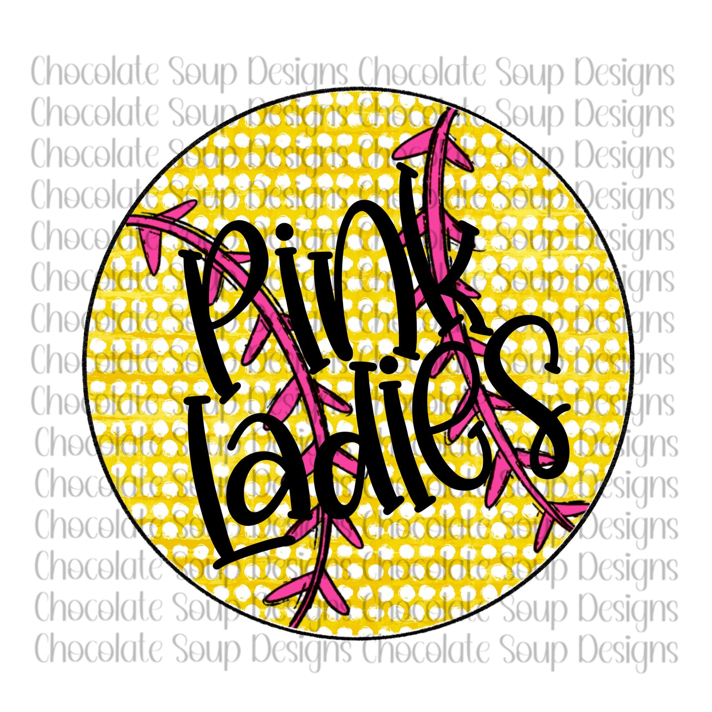 Softball-Hot Pink Threads/Yellow Polka Dots