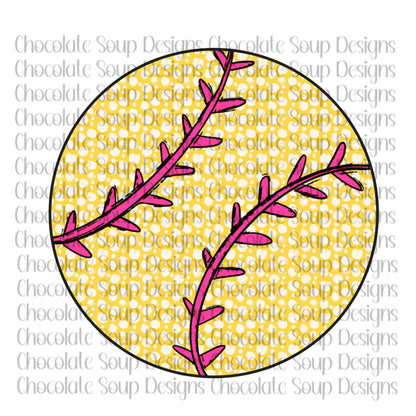 Softball-Hot Pink Threads/Yellow Polka Dots