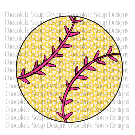 Softball-Hot Pink Threads/Yellow Polka Dots