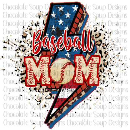 Baseball Mom Lightning Bolt