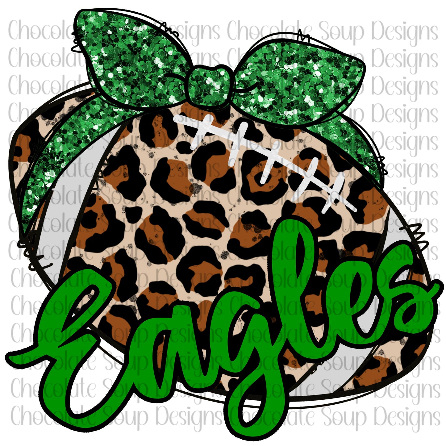 Customize Leopard Football Glitter Bow