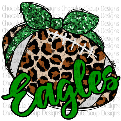 Customize Leopard Football Glitter Bow