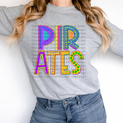 Pirates Mascot Preppy Letters