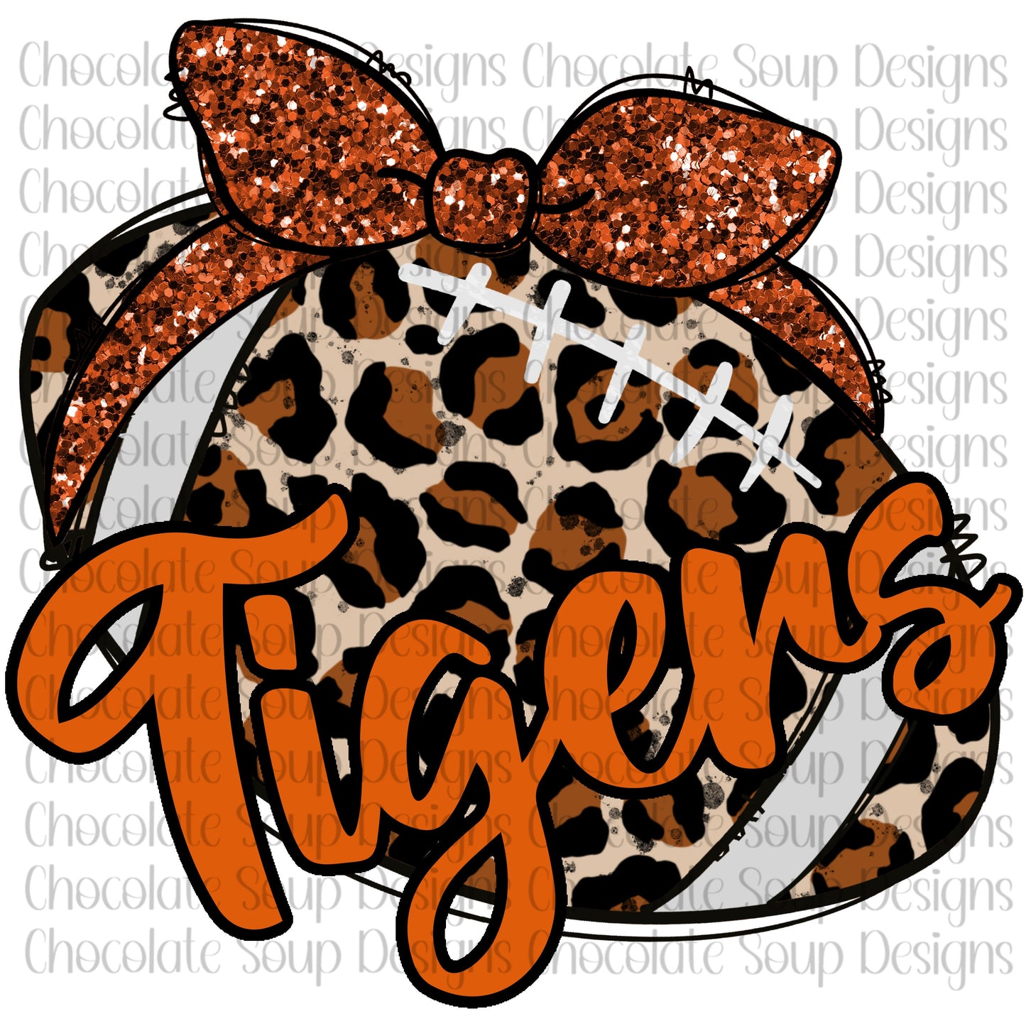 Customize Leopard Football Glitter Bow