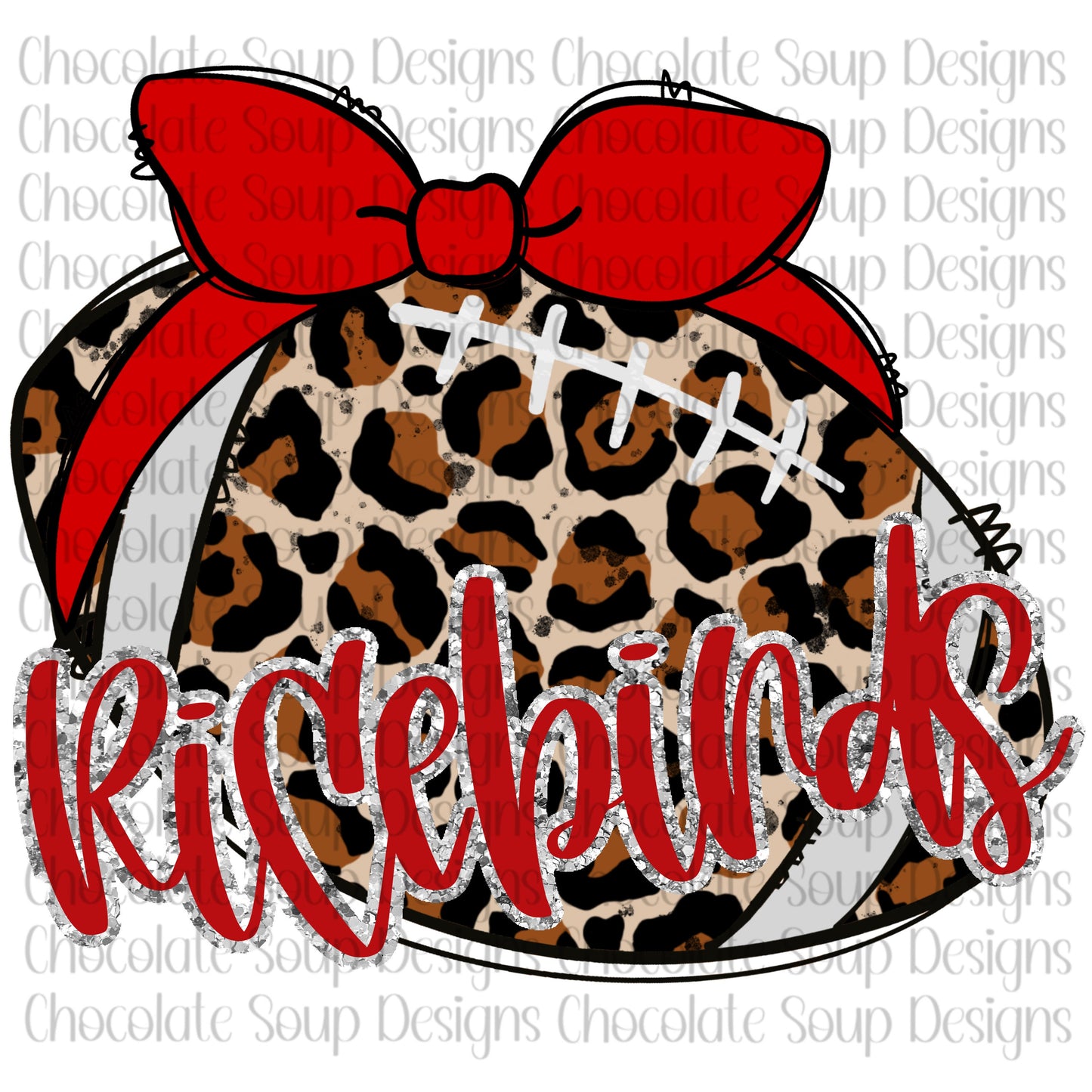 Customize Leopard Football Glitter Bow