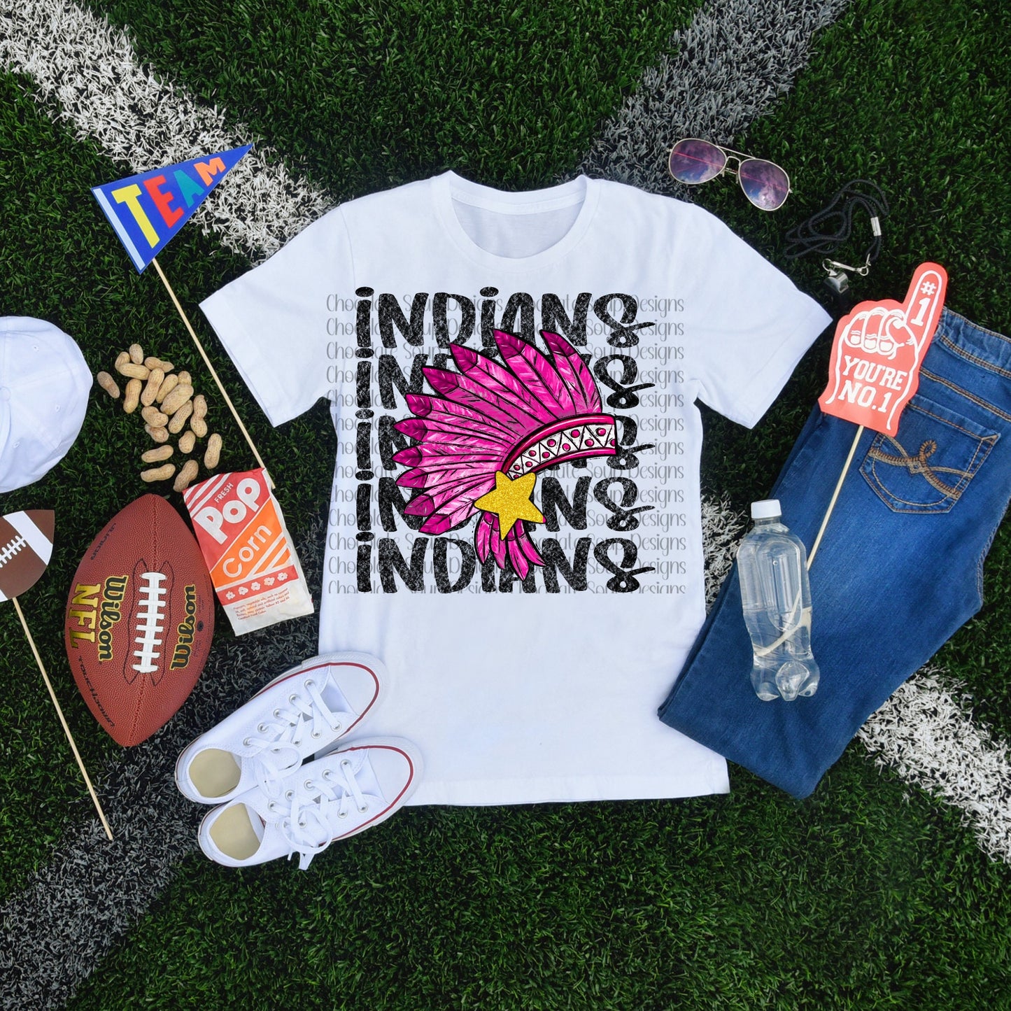 Indians Preppy Mascot-Pink