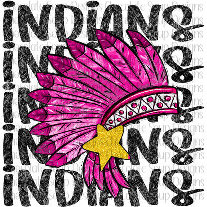 Indians Preppy Mascot-Pink