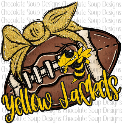 Yellow Jackets Football Gold Glitter Bow