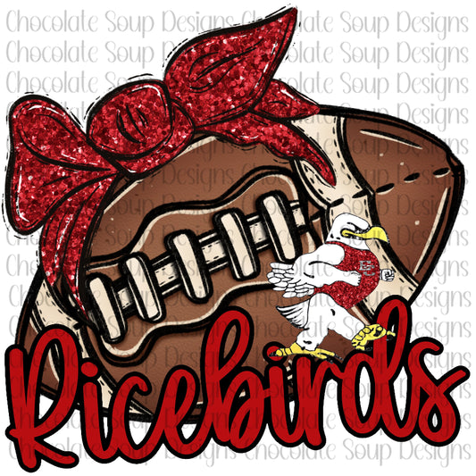 Custom Design Football Mascot and Glitter Bow