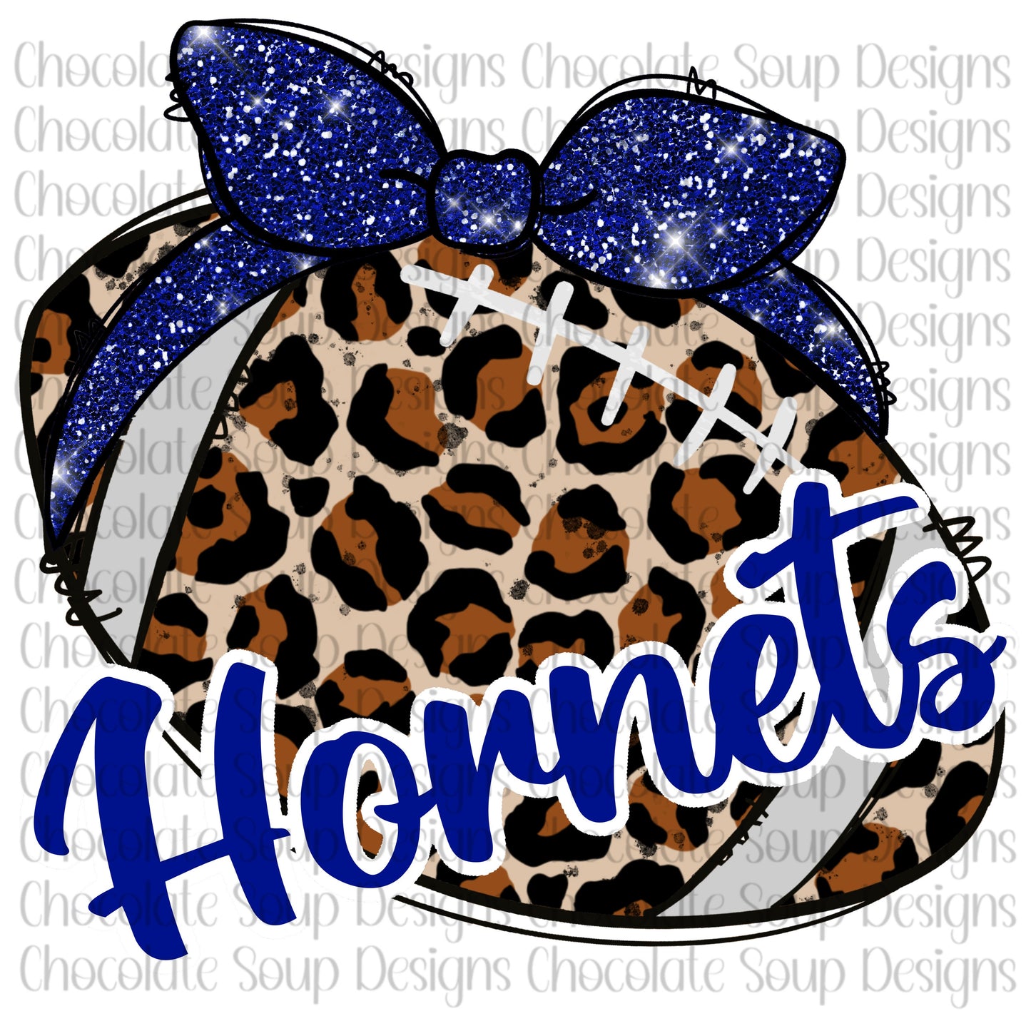 Customize Leopard Football Glitter Bow