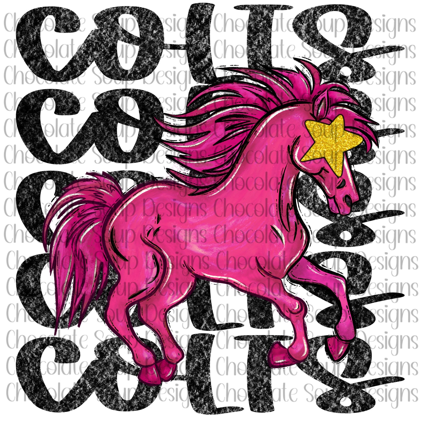 Colts Preppy Mascot-Pink Gold