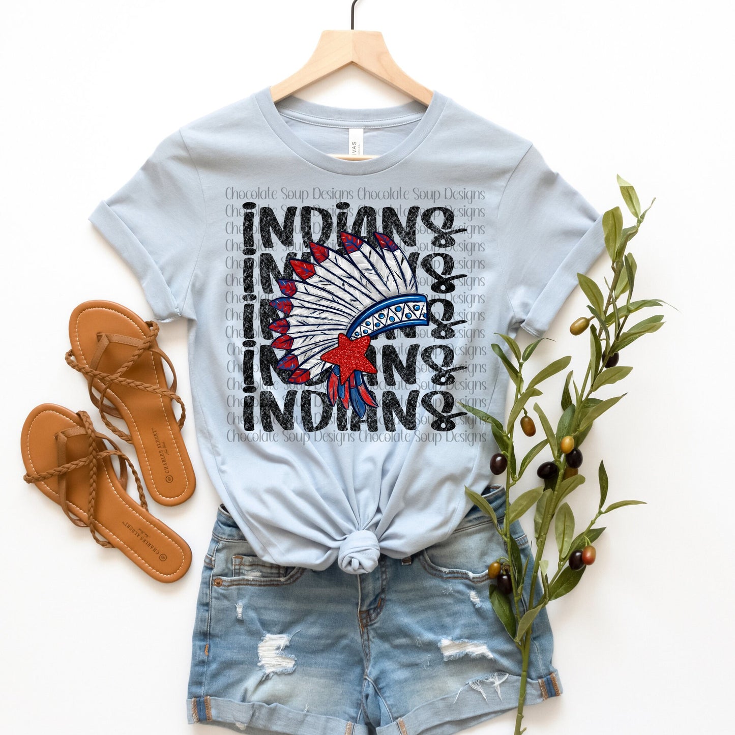 Indians Preppy Mascot-Red Blue Silver