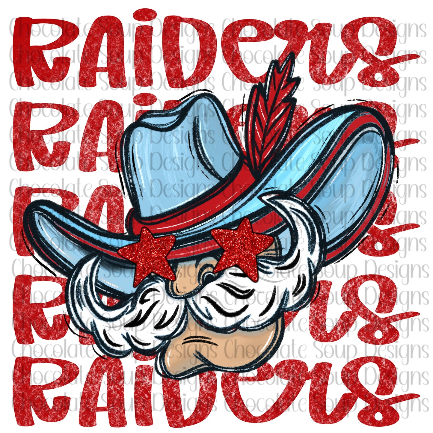 Raiders Preppy Mascot-Red Columbia Blue