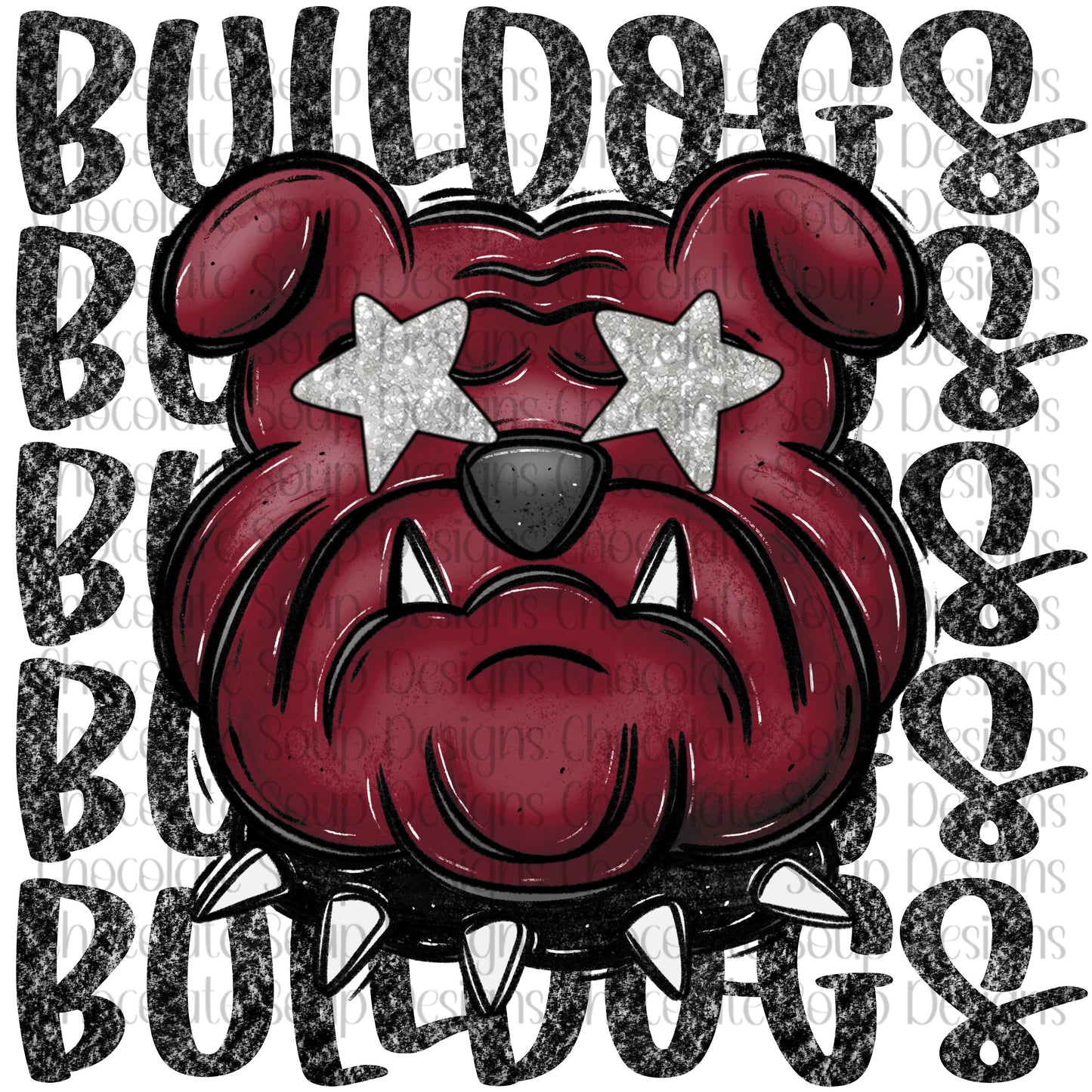 Bulldogs Preppy Mascot-Maroon Black Silver