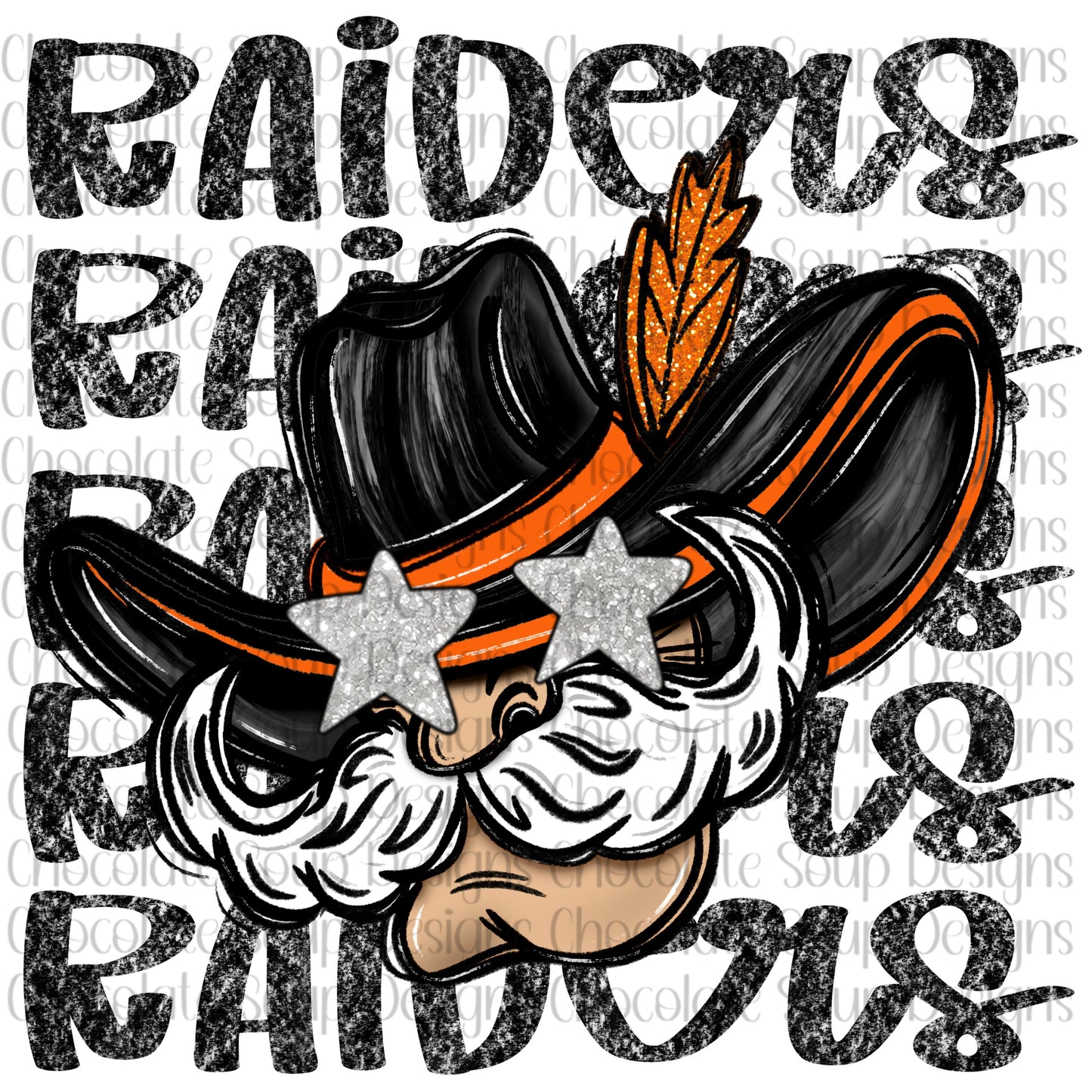 Raiders Preppy Mascot-Orange Black Silver