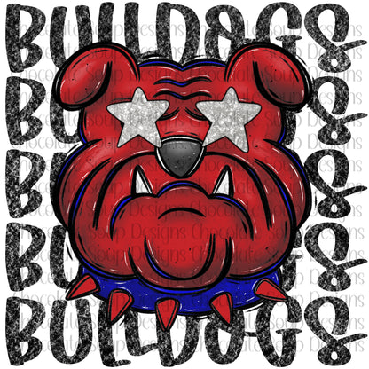 Bulldogs Preppy Mascot-Red Royal Blue