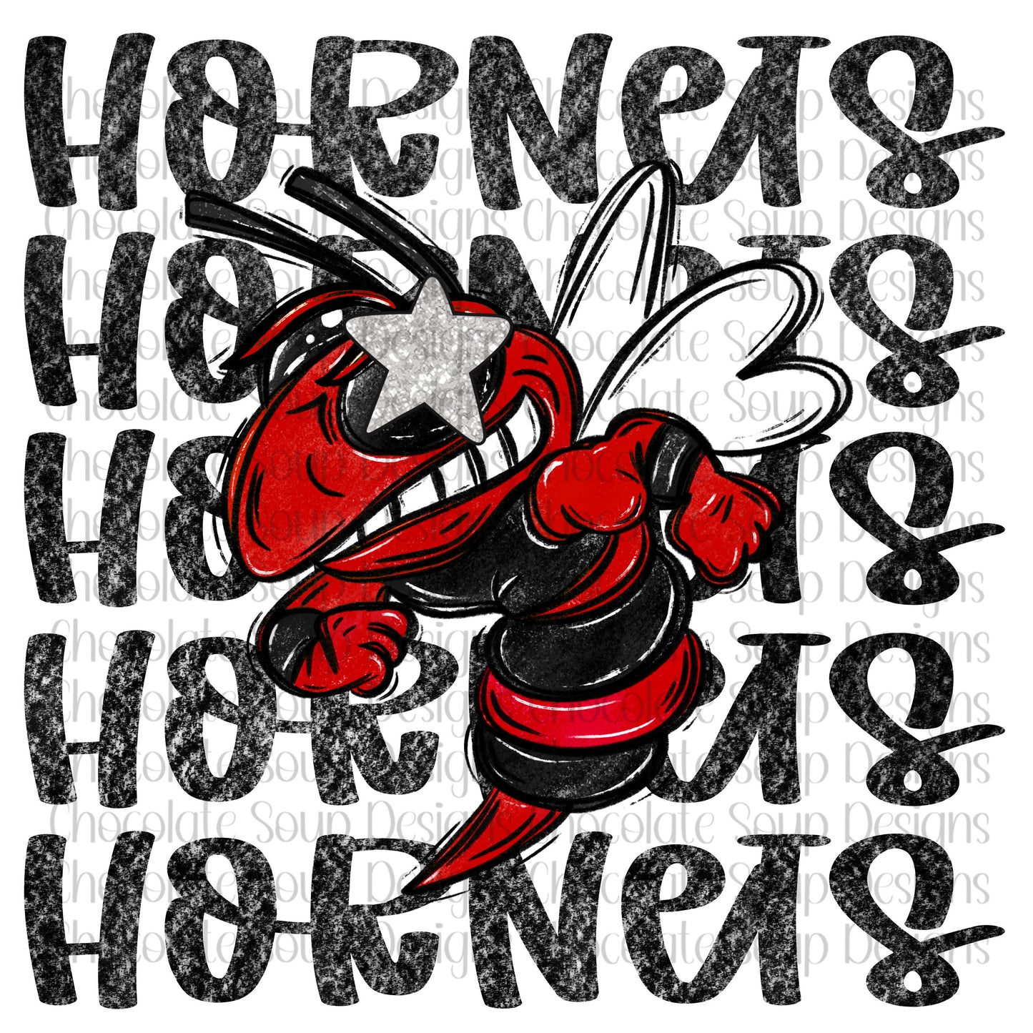 Hornets Preppy Mascot-Red Black